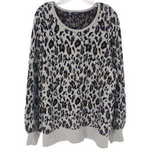 Alfani Scoop Neck Animal Print Metallic Detail Sweater NWT Sz 3X